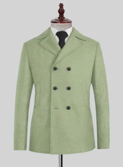 Naples Light Green Tweed Pea Coat