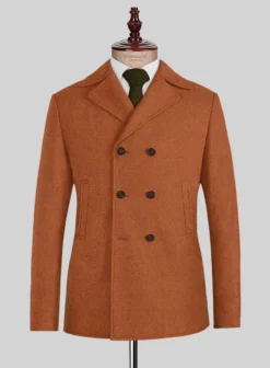 Naples Maitai Orange Tweed Pea Coat