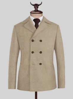 Naples Muted Beige Tweed Pea Coat