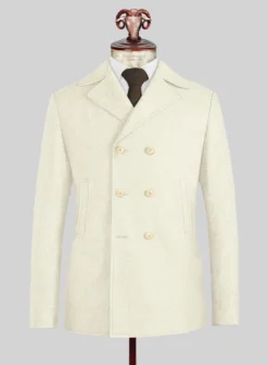 Naples Off White Tweed Pea Coat