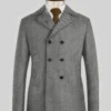 Naples Wide Herringbone Gray Tweed Pea Coat
