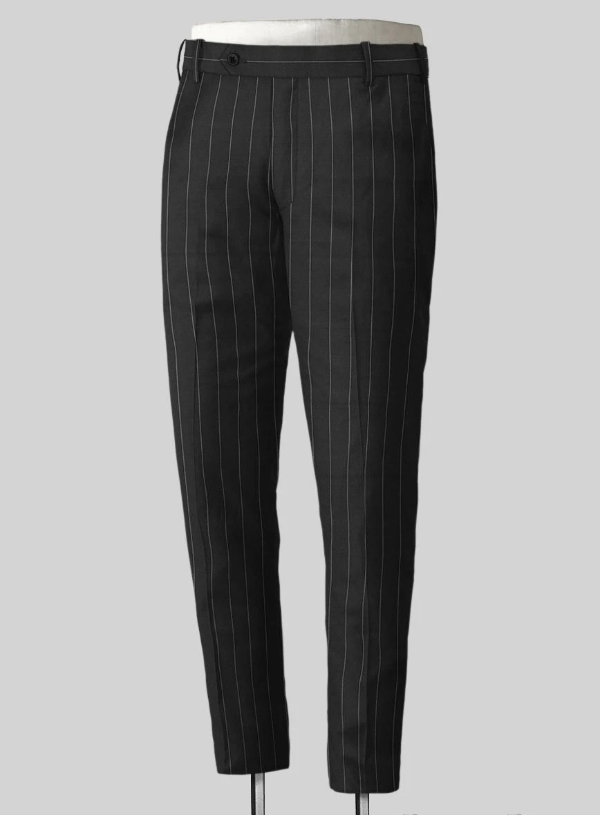 Napolean Wide Stripe Black Wool Pants 2 Napolean Wide Stripe Black Wool Pants - Image 2