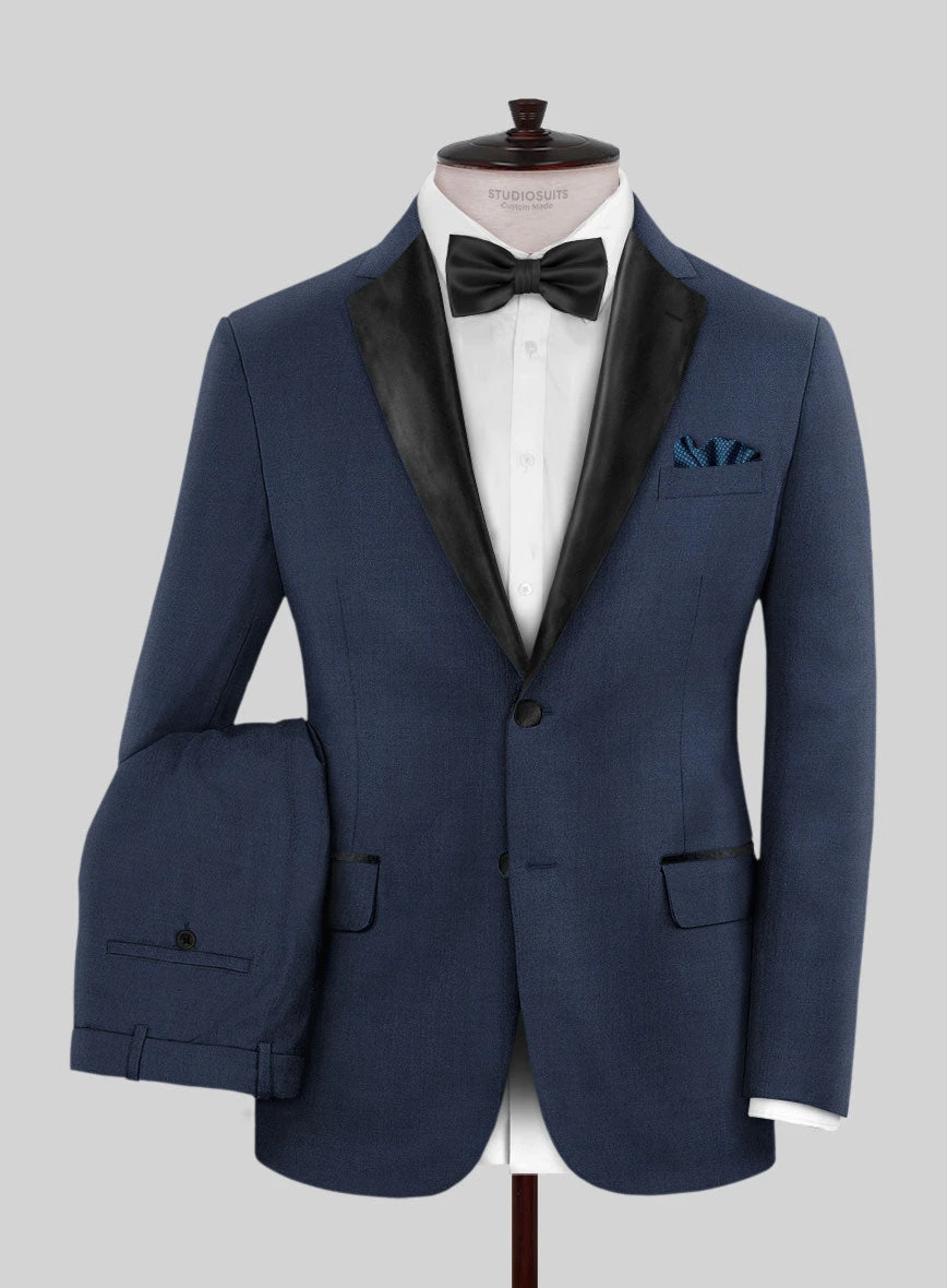 Napolean Cosmic Blue Wool Tuxedo Suit 1 Napolean Cosmic Blue Wool Tuxedo Suit