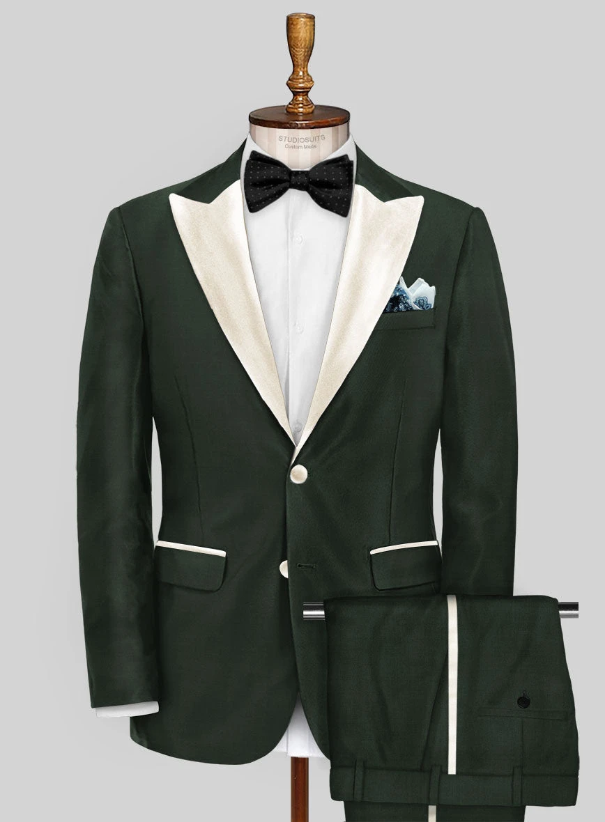 Napolean Dark Green Wool Tuxedo Suit 1 Napolean Dark Green Wool Tuxedo Suit