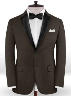 Napolean Dark Brown Wool Tuxedo Suit -Studiosuits Shop napoleandkbrwnwltuxsuitlook 1