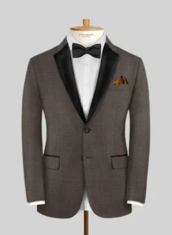 Napolean Sharkskin Brown Wool Tuxedo Jacket