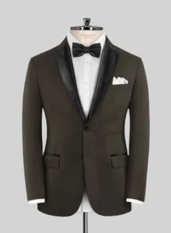 Napolean Stretch Dark Brown Wool Tuxedo Suit -Studiosuits Shop napoleanstretchdarkbrownwooltuxedosuitlk 2