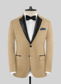 Napolean Stretch Dark Khaki Wool Tuxedo Jacket