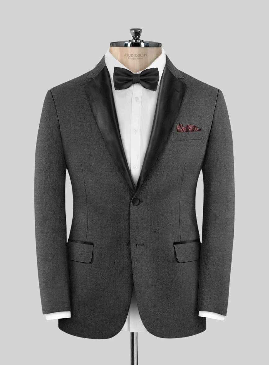 Napolean Mid Charcoal Wool Tuxedo Jacket 1 Napolean Mid Charcoal Wool Tuxedo Jacket