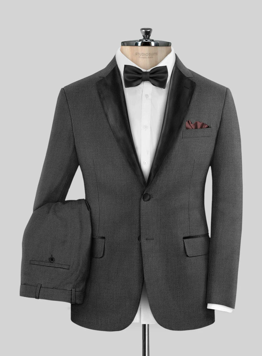 Napolean Mid Charcoal Wool Tuxedo Suit 1 Napolean Mid Charcoal Wool Tuxedo Suit