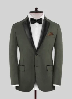 Napolean Stretch Olive Green Wool Tuxedo Jacket