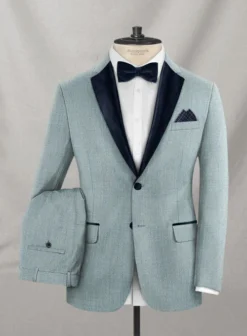 Napolean Stretch Gray Blue Wool Tuxedo Suit