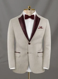 Napolean Stretch Pale Brown Wool Tuxedo Suit -Studiosuits Shop napostrtchpalebrwnwltuxsuitlk 1