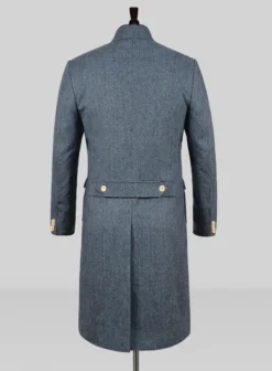 Musto Vintage Herringbone Blue Tweed Overcoat -Studiosuits Shop nherngbluetwmustocoatlook 1
