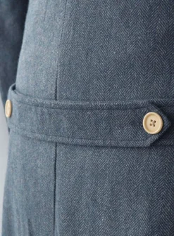 Musto Vintage Herringbone Blue Tweed Overcoat -Studiosuits Shop nherngbluetwmustocoatlook 3