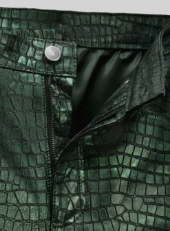 Croc Metallic Green Leather Pants 8 Croc Metallic Green Leather Pants -Studiosuits Shop obscurecrocmetallicgreenleatherpantts 2