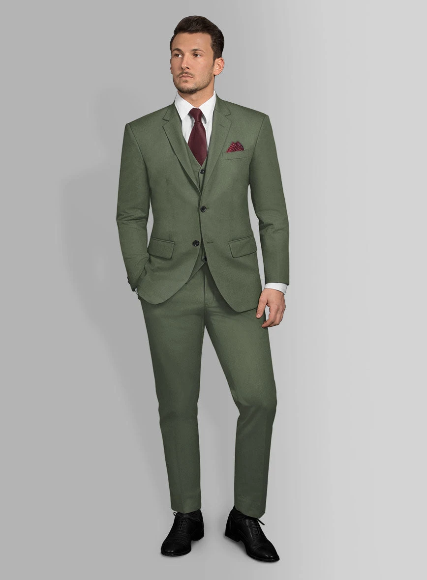 Olive Green Cotton Suit 2 Olive Green Cotton Suit - Image 2