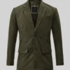 Olive Green Suede Leather Blazer