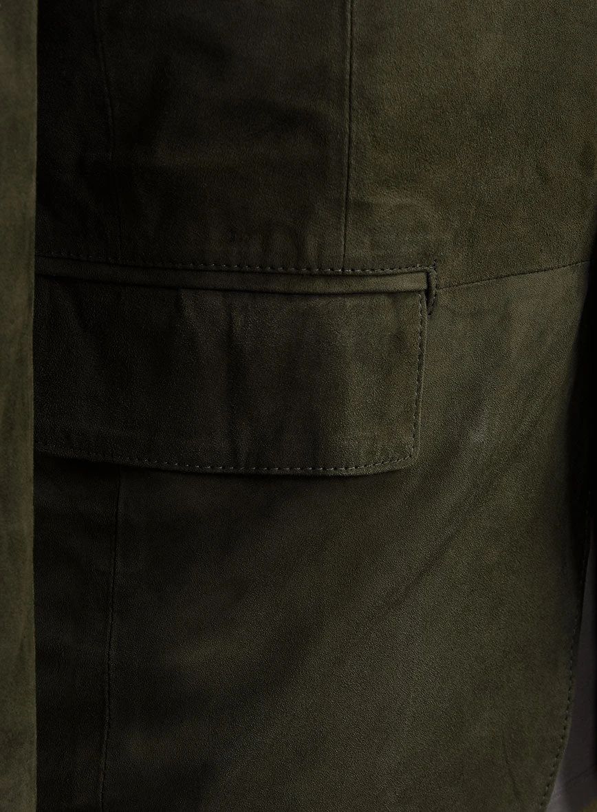 Olive Green Suede Leather Suit 5 Olive Green Suede Leather Suit - Image 5