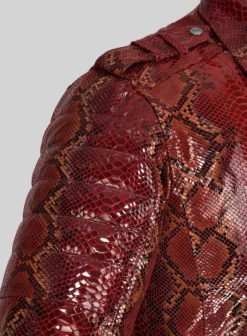 Opulent Bold Red Python Leather Jacket 10 Opulent Bold Red Python Leather Jacket -Studiosuits Shop opulentboldredpythonleatherjacketlk 3