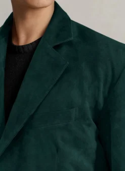 Pine Green Suede Leather Blazer -Studiosuits Shop pinegreensuedeleatherblazerlk 2