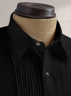Pleated Black Tuxedo Shirt -Studiosuits Shop pleatedblktuxedoshirtlook 2