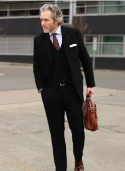 Pure Black Linen Suit -Studiosuits Shop pureblacklinensuitlook 1