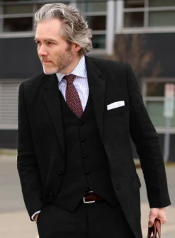 Pure Black Linen Suit -Studiosuits Shop pureblacklinensuitlook 7