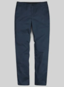 Washed Royal Blue Feather Cotton Canvas Stretch Chino Pants