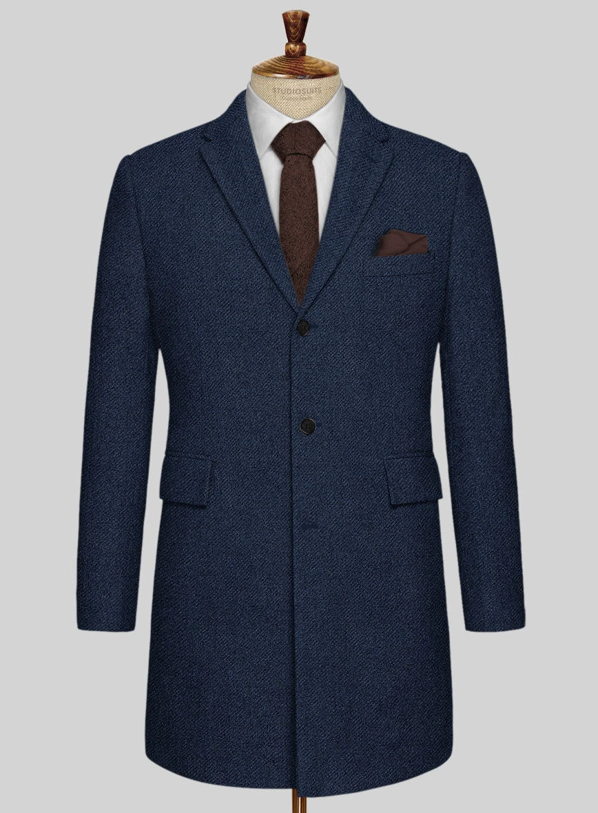 Royal Blue Heavy Tweed Overcoat 1 Royal Blue Heavy Tweed Overcoat