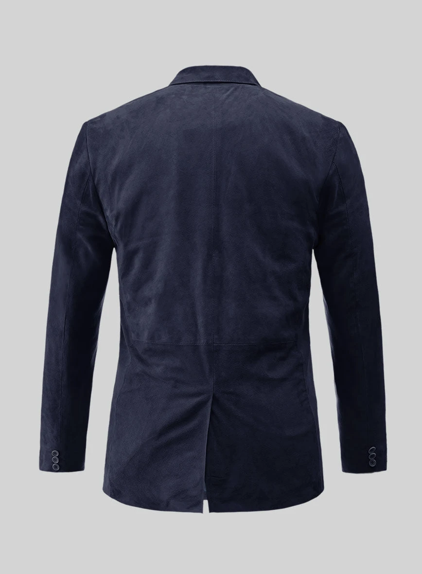 Royal Blue Suede Leather Blazer 2 Royal Blue Suede Leather Blazer - Image 2