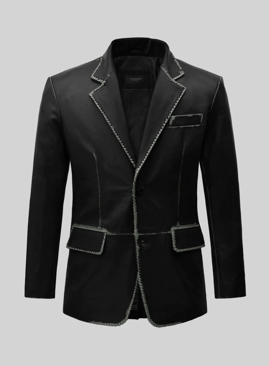 Rubbed Black Medieval Leather Blazer 1 Rubbed Black Medieval Leather Blazer