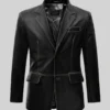 Rubbed Black Leather Blazer
