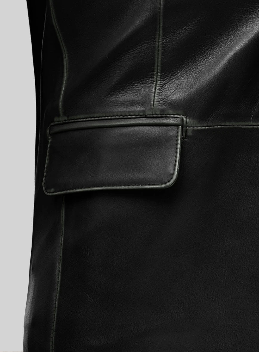 Rubbed Black Leather Blazer 3 Rubbed Black Leather Blazer - Image 3