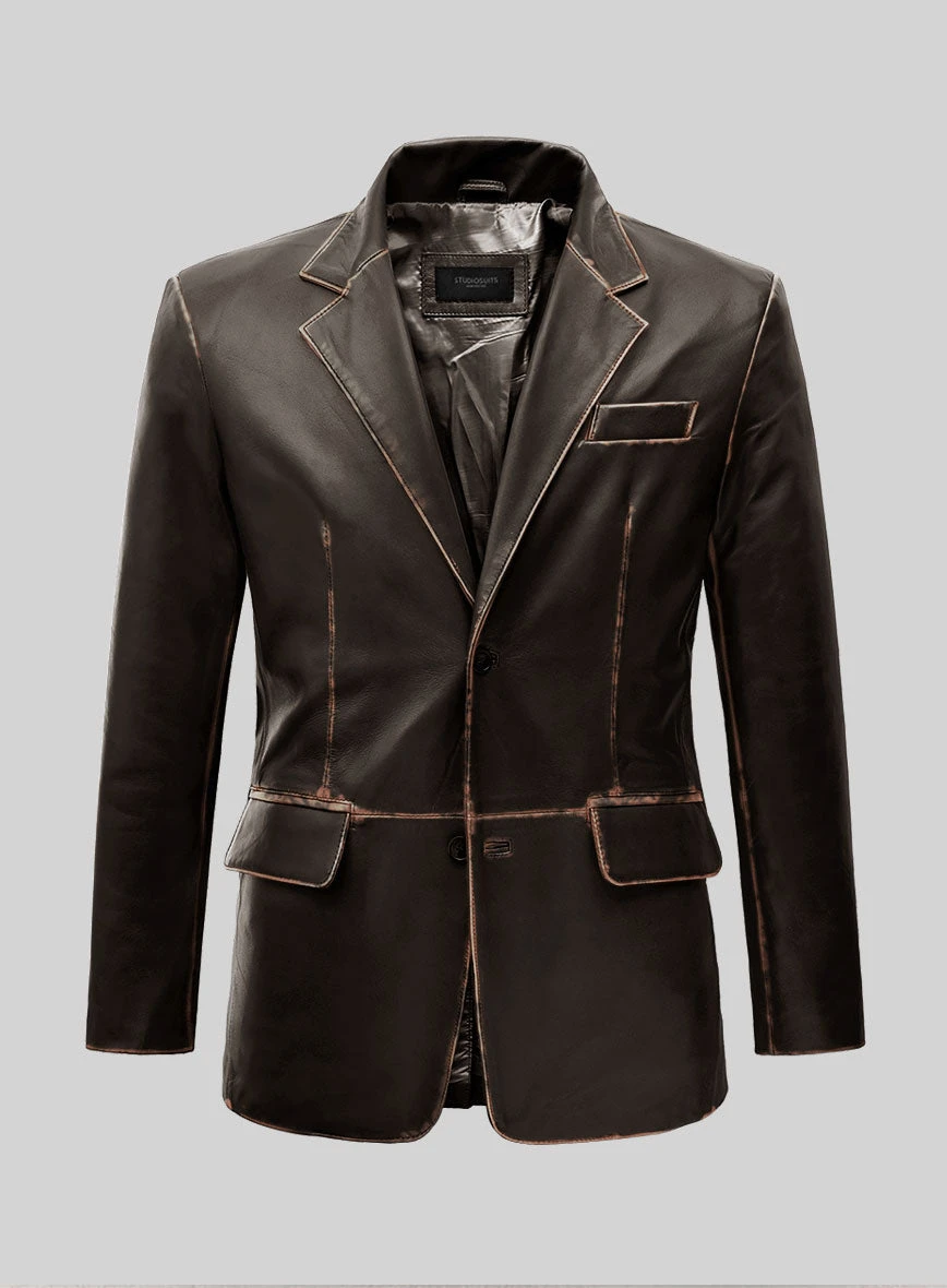Rubbed Brown Leather Blazer 1 Rubbed Brown Leather Blazer
