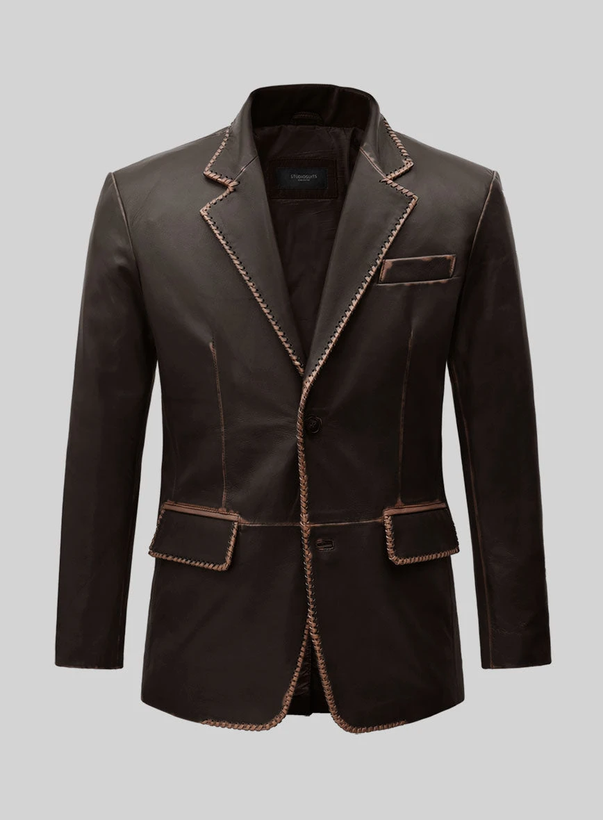 Rubbed Brown Medieval Leather Blazer 1 Rubbed Brown Medieval Leather Blazer