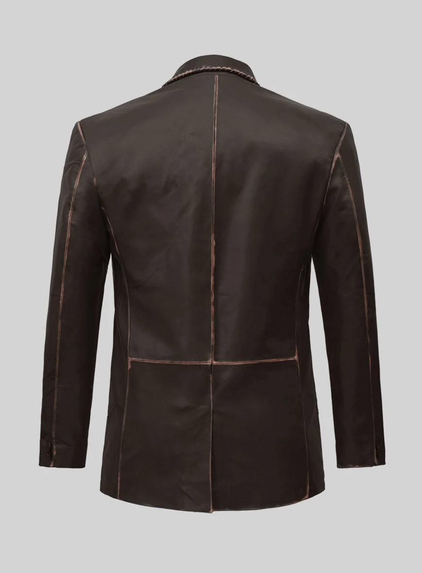 Rubbed Brown Medieval Leather Blazer 2 Rubbed Brown Medieval Leather Blazer - Image 2