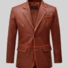 Rubbed Tan Brown Medieval Leather Blazer