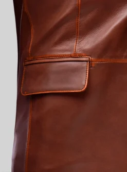 Rubbed Tan Brown Leather Blazer -Studiosuits Shop rubbedtanbrownleatherblazerlk 2