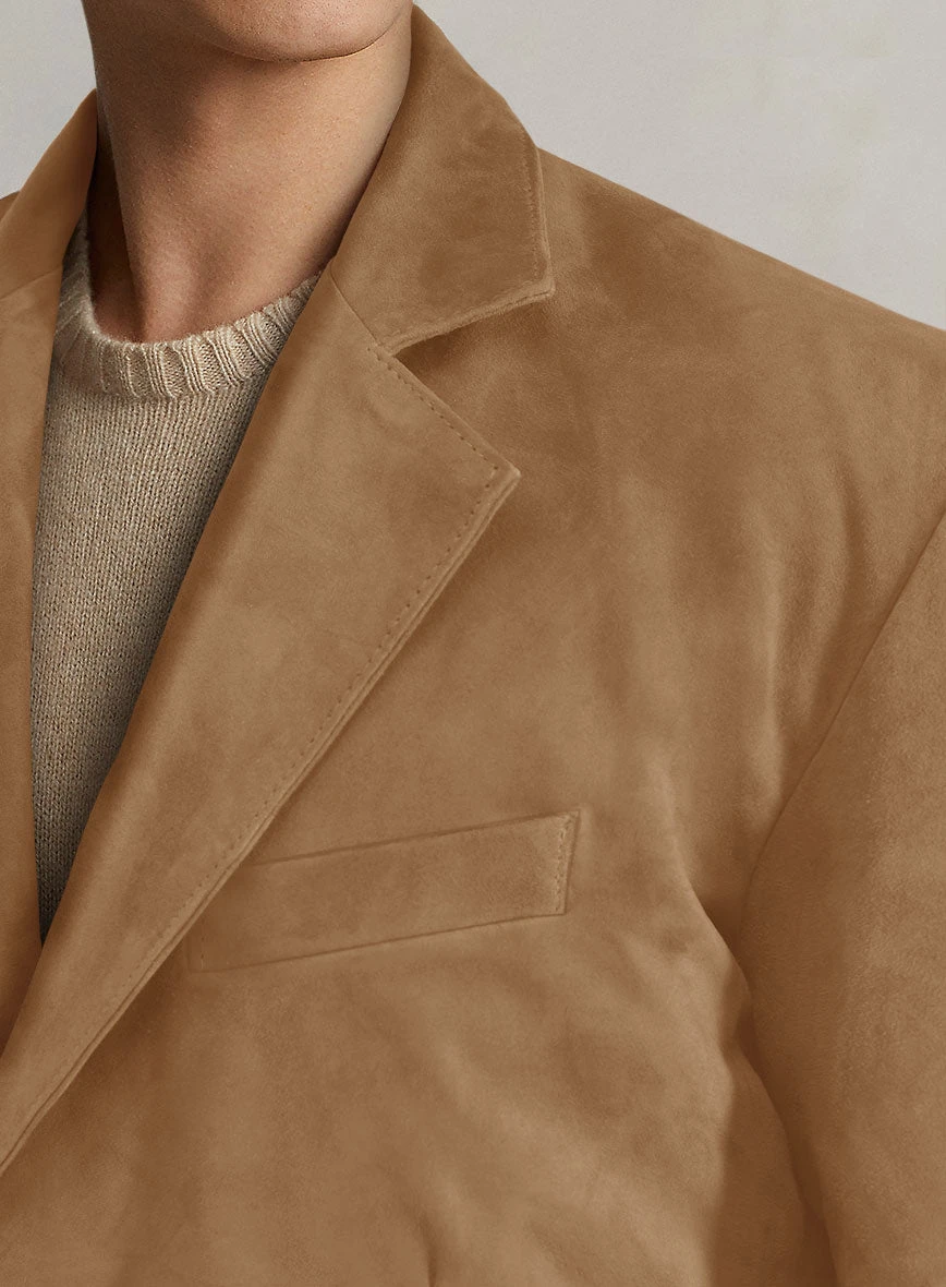 Saddle Brown Suede Leather Blazer 3 Saddle Brown Suede Leather Blazer - Image 3
