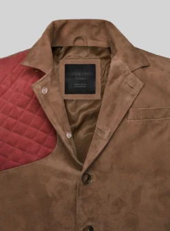 Safari Hickory Suede Leather Blazer -Studiosuits Shop safarihickorysuedeleatherblazerlk 3