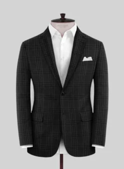 Scabal Charcoal Checks Wool Jacket