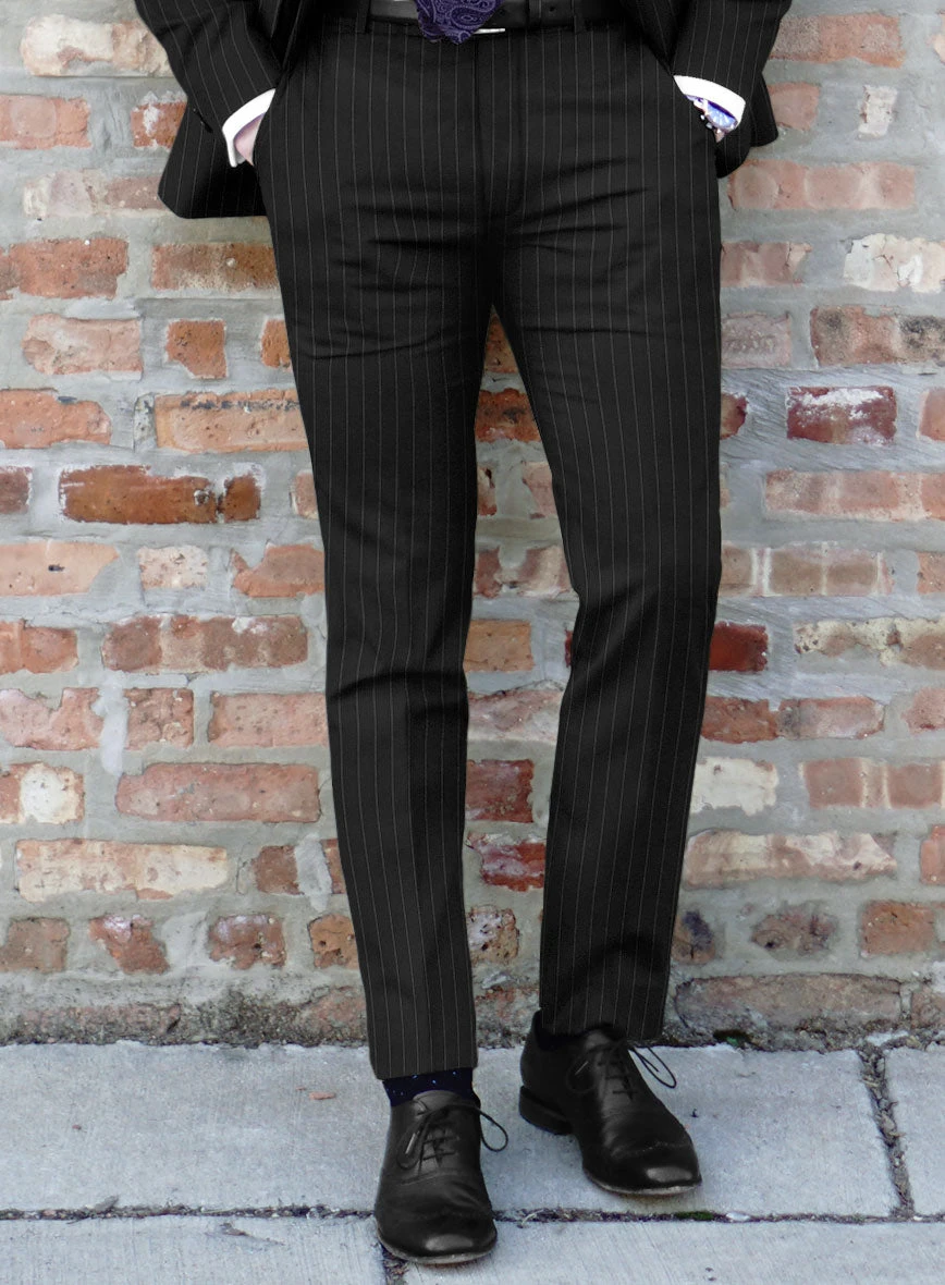 Scabal Feeje Stripe Black Wool Pants 2 Scabal Feeje Stripe Black Wool Pants - Image 2