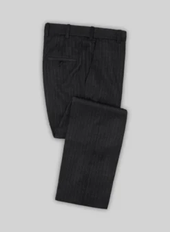 Scabal Londoner Isai Stripe Charcoal Wool Pants