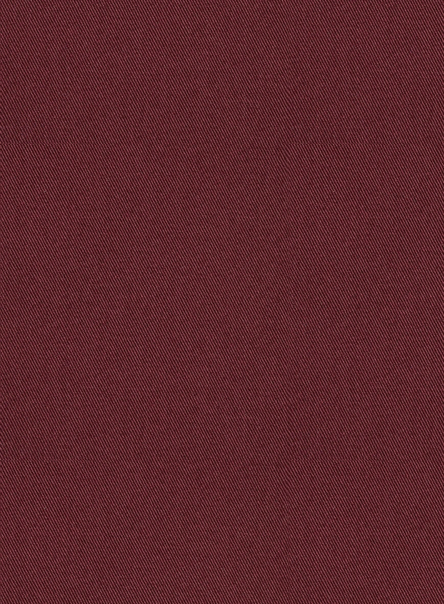 Scabal Maroon Cotton Stretch Pants 2 Scabal Maroon Cotton Stretch Pants - Image 2