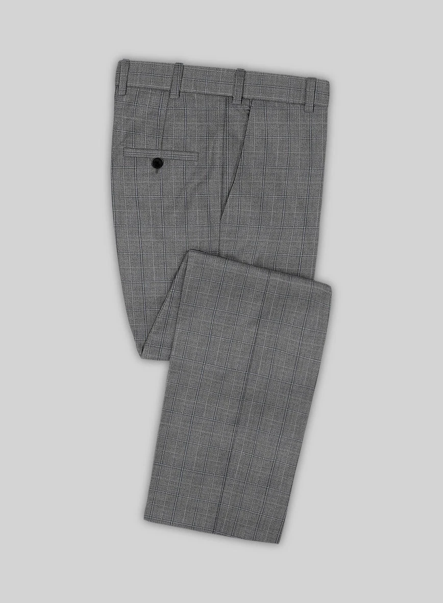 Scabal Sabo Checks Gray Wool Pants 1 Scabal Sabo Checks Gray Wool Pants