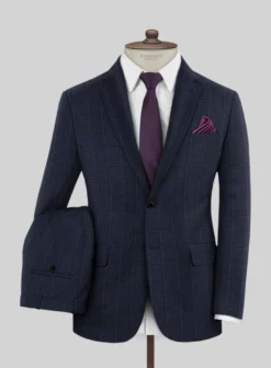 Scabal Sapphire Glen Blue Wool Suit