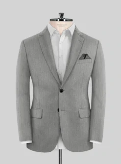 Scabal Tornado Herringbone Light Gray Wool Jacket