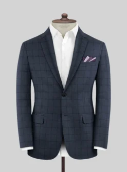 Scabal Londoner Windowpane Dark Blue Wool Suit -Studiosuits Shop scabllndnrwindwpnedrkbluwoolsuitlook 2