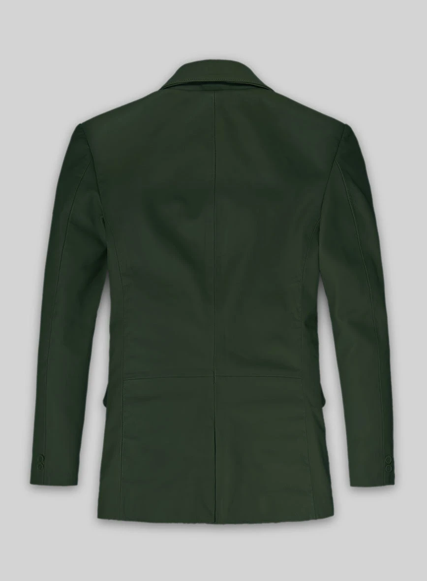 Soft Deep Olive Leather Blazer 2 Soft Deep Olive Leather Blazer - Image 2